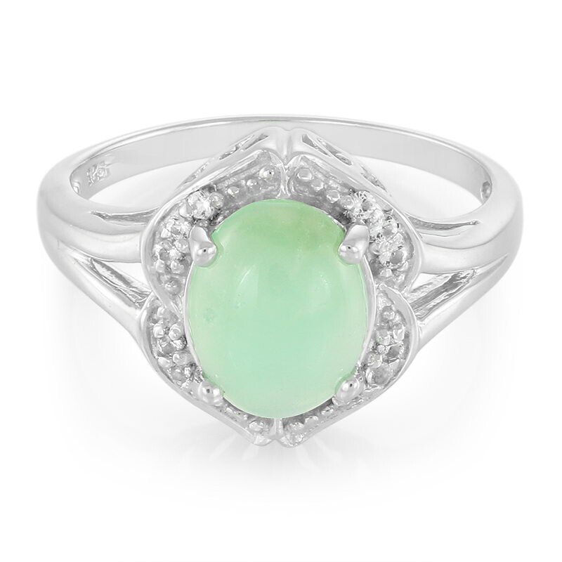 •CHRYSOPRASE - SADDLE• decorative bezel silver ring (size 6.5)