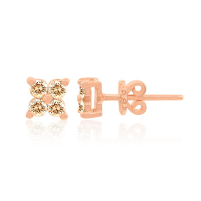 9K SI1 Argyle Rose De France Diamond Gold Earrings (Annette)