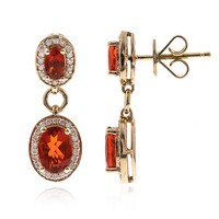 18K Mexican Fire Opal Gold Earrings