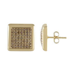 9K I2 Champagne Diamond Gold Earrings (de Melo)