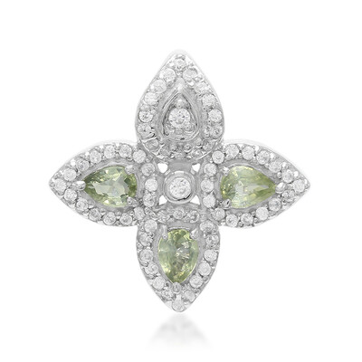 Unheated Green Sapphire Silver Pendant