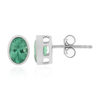 Neon Green Apatite Silver Earrings