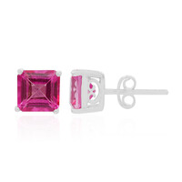 Pink Topaz Silver Earrings