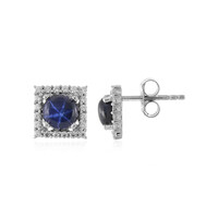 Blue Star Sapphire Silver Earrings