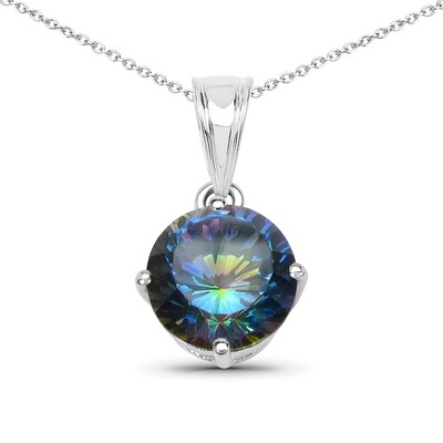 Mystic Blue Quartz Silver Necklace