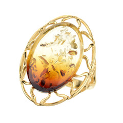Sunrise Baltic Amber Silver Ring