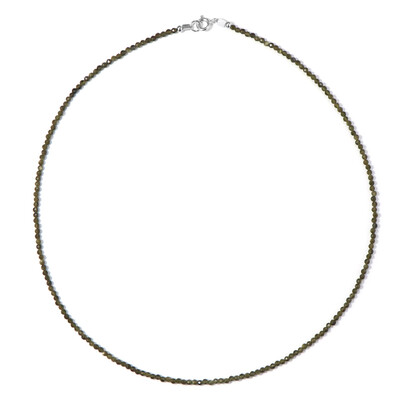 Gold Sheen Obsidian Silver Necklace