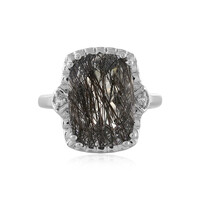 Black Rutile Quartz Silver Ring