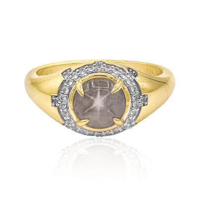 9K Silver Star Sapphire Gold Ring