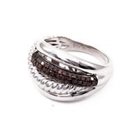 Red Diamond Silver Ring