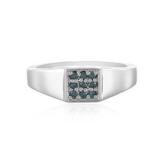 I3 Blue Diamond Silver Ring