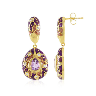 Rose de France Amethyst Silver Earrings(Adela Silber)