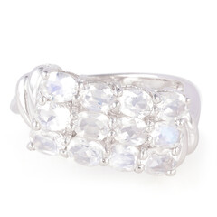 Rainbow Moonstone Silver Ring