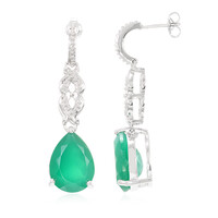 Green Chalcedony Silver Earrings