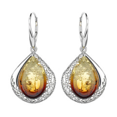 Sunrise Baltic Amber Silver Earrings