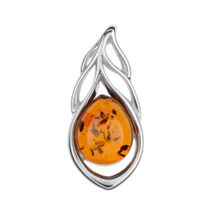 Cognac Baltic Amber Silver Pendant