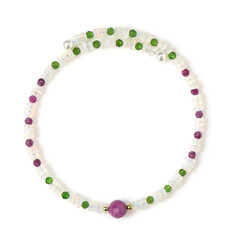 Mozambique Ruby Steel Bangle (Riya)