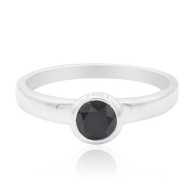 Black Diamond Silver Ring