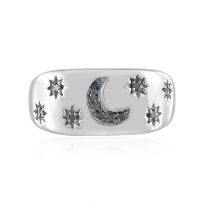 SI1 Blue Diamond Silver Ring