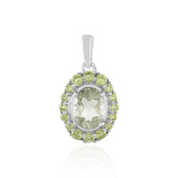 Green Amethyst Silver Pendant