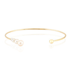 White Freshwater Pearl Silver Bangle