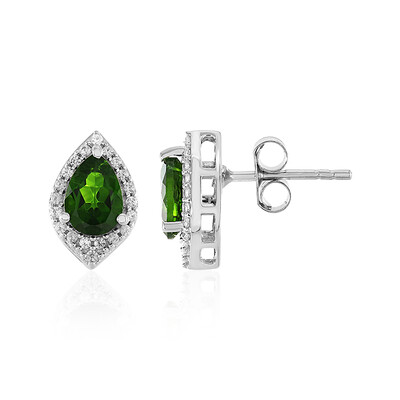 Russian Diopside Silver Earrings