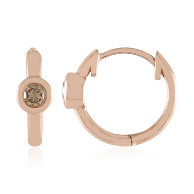 9K SI2 Champagne Diamond Gold Earrings