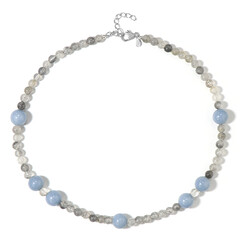 Blue Angelite Silver Necklace