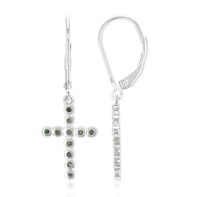 Fancy Diamond Silver Earrings