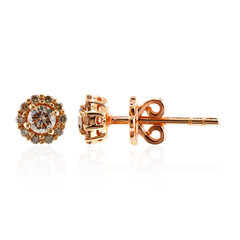 9K SI1 Argyle Rose De France Diamond Gold Earrings