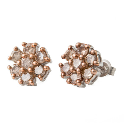 Champagne Diamond Silver Earrings