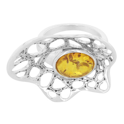 Amber Silver Ring