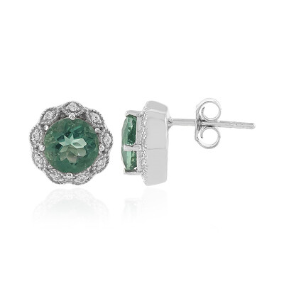 Belgian Teal Fluorite Silver Earrings