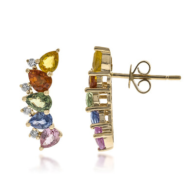 10K Fancy Sapphire Gold Earrings
