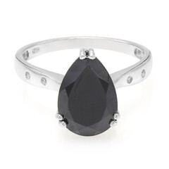 Black Spinel Silver Ring