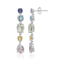 Green Amethyst Silver Earrings