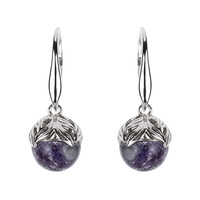 Charoite Silver Earrings
