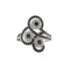 Black Spinel Silver Ring