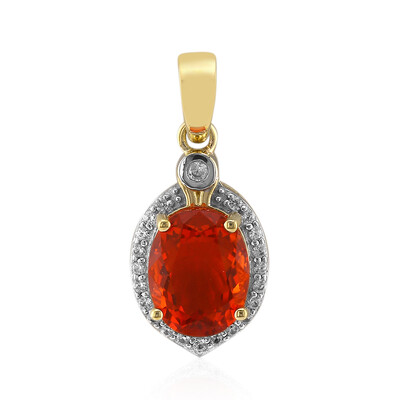 9K AAA Mexican Fire Opal Gold Pendant