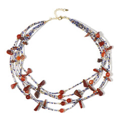Red Lace Agate Silver Necklace (Riya)