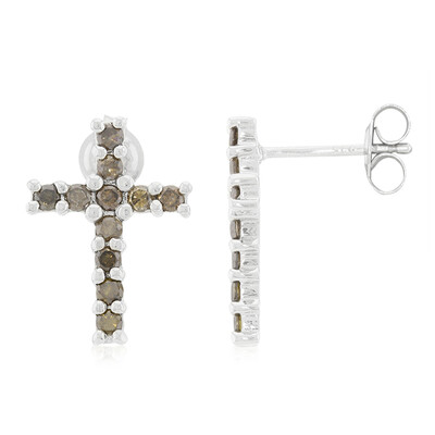Chocolate Diamond Silver Earrings
