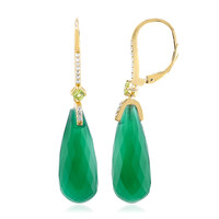 Green Agate Silver Earrings