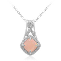 Pink Opal Silver Necklace
