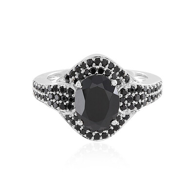 Black Spinel Silver Ring