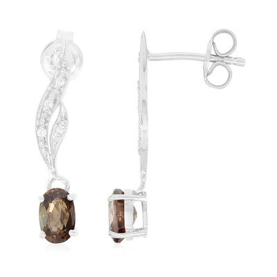 Cinnamon Zircon Silver Earrings