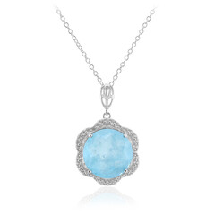Blue Pastel Quartz Silver Necklace