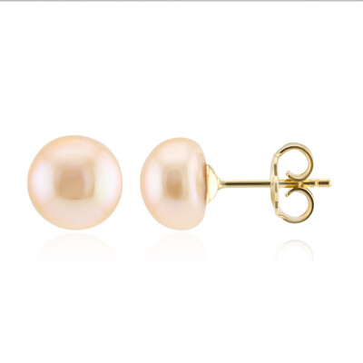 Orange Freshwater Pearl Silver Earrings (TPC)