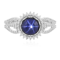 Blue Star Sapphire Silver Ring
