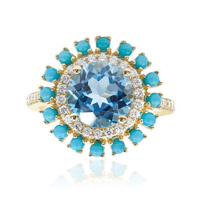 14K Swiss Blue Topaz Gold Ring (CIRARI)