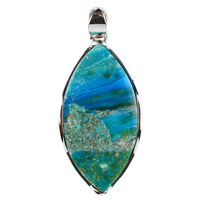 Blue Atacama Opal Silver Pendant